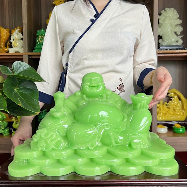 PHẬT DI LẶC TAY ĐỠ NÉN VÀNG CẦM GẬY NHƯ Ý